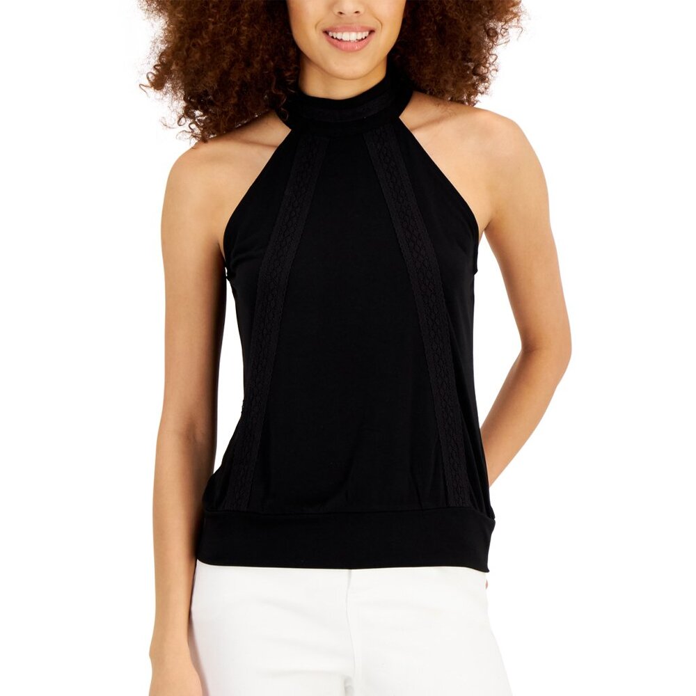 INC Womens Stretch Back Key Hole Halter Top-NWT-Size XS
